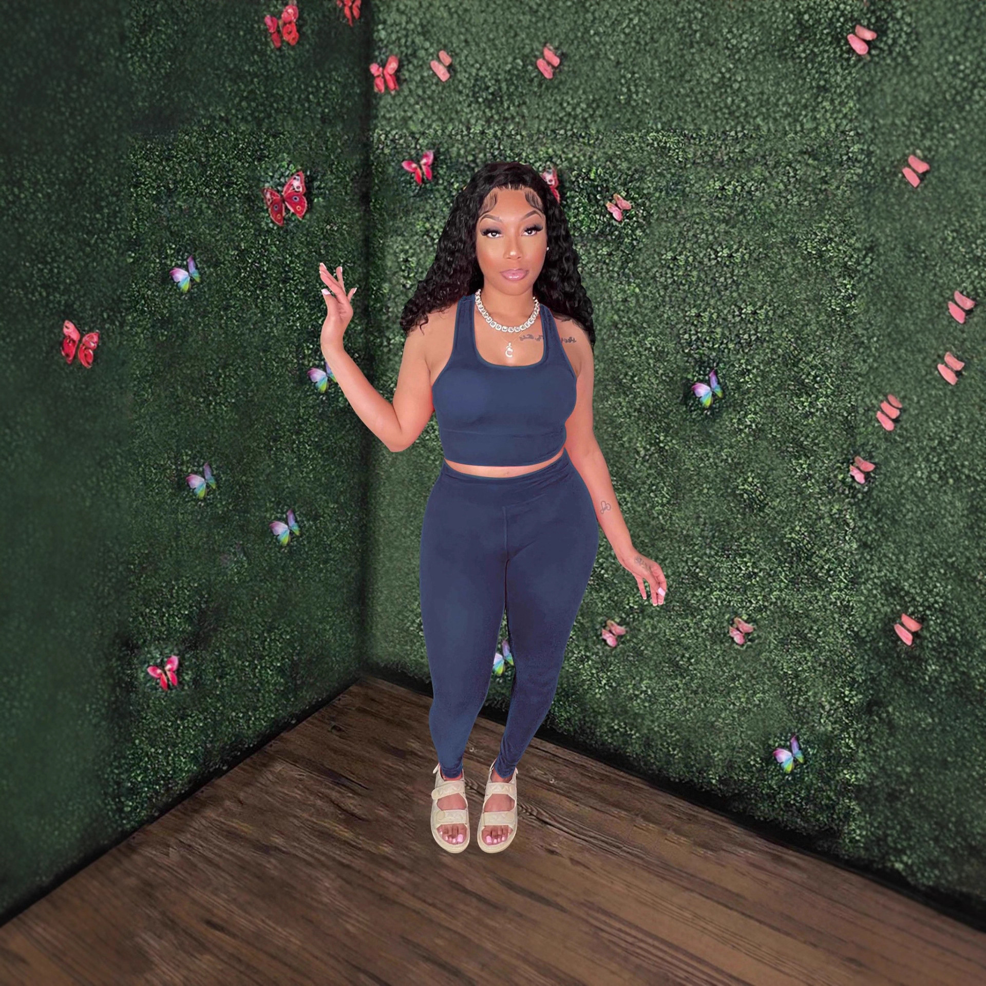 Women's Sexy Vest Outdoor Sports Tight Fitting Yoga Pants Two-Piece Set