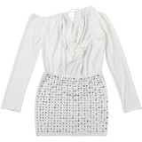 Women autumn/winter sexy backless lace-up off-shoulder bodycon dress