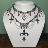 Halloween necklace jewelry dark cross angel metal gothic chain