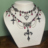 Halloween necklace jewelry dark cross angel metal gothic chain