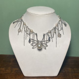 Halloween necklace jewelry dark cross angel metal gothic chain