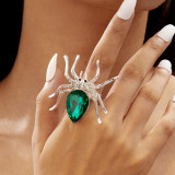 Halloween diamond-studded spider ring open and adjustable spider ring