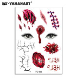 Halloween funny tattoo stickers scary mouth scar waterproof tattoo stickers