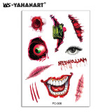 Halloween funny tattoo stickers scary mouth scar waterproof tattoo stickers