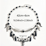 Halloween necklace jewelry dark cross angel metal gothic chain