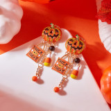 Halloween pumpkin ghost pendant earrings gothic tassel earrings