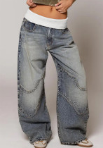 Women's Autumn Winter Fashion Denim Distressed Ripped Loose Pants Women's Autumn Winter Fashion Denim Distressed Ripped Loose Pants