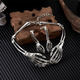 Halloween dark bone ghost hand necklace and earrings set of two