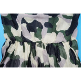 Women's African Plus Size Camouflage Loose Pleated Dress