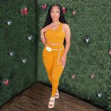 Women's Sexy Vest Outdoor Sports Tight Fitting Yoga Pants Two-Piece Set