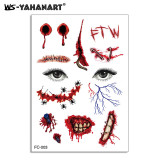 Halloween funny tattoo stickers scary mouth scar waterproof tattoo stickers