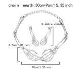 Halloween dark bone ghost hand necklace and earrings set of two