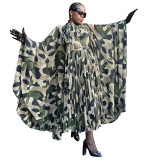 Women's African Plus Size Camouflage Loose Pleated Dress