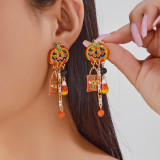 Halloween pumpkin ghost pendant earrings gothic tassel earrings