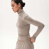 Women Fall/Winter Casual Turtleneck Long-Sleeved Top and Pants Two-Piece Set