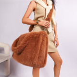 Women's Strap Imitation Fox Fur Large Capacity Tote Bag