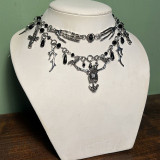 Halloween necklace jewelry dark cross angel metal gothic chain
