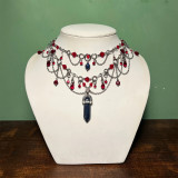 Halloween necklace jewelry dark cross angel metal gothic chain