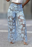 Women's Cut-Out Lace Patchwork Denim Pants