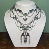 Halloween necklace jewelry dark cross angel metal gothic chain