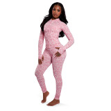 Women's Autumn Fashion Hooded Camouflage Print Long Sleeve Sports Slim Fit Casual Pants Set