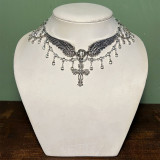 Halloween necklace jewelry dark cross angel metal gothic chain
