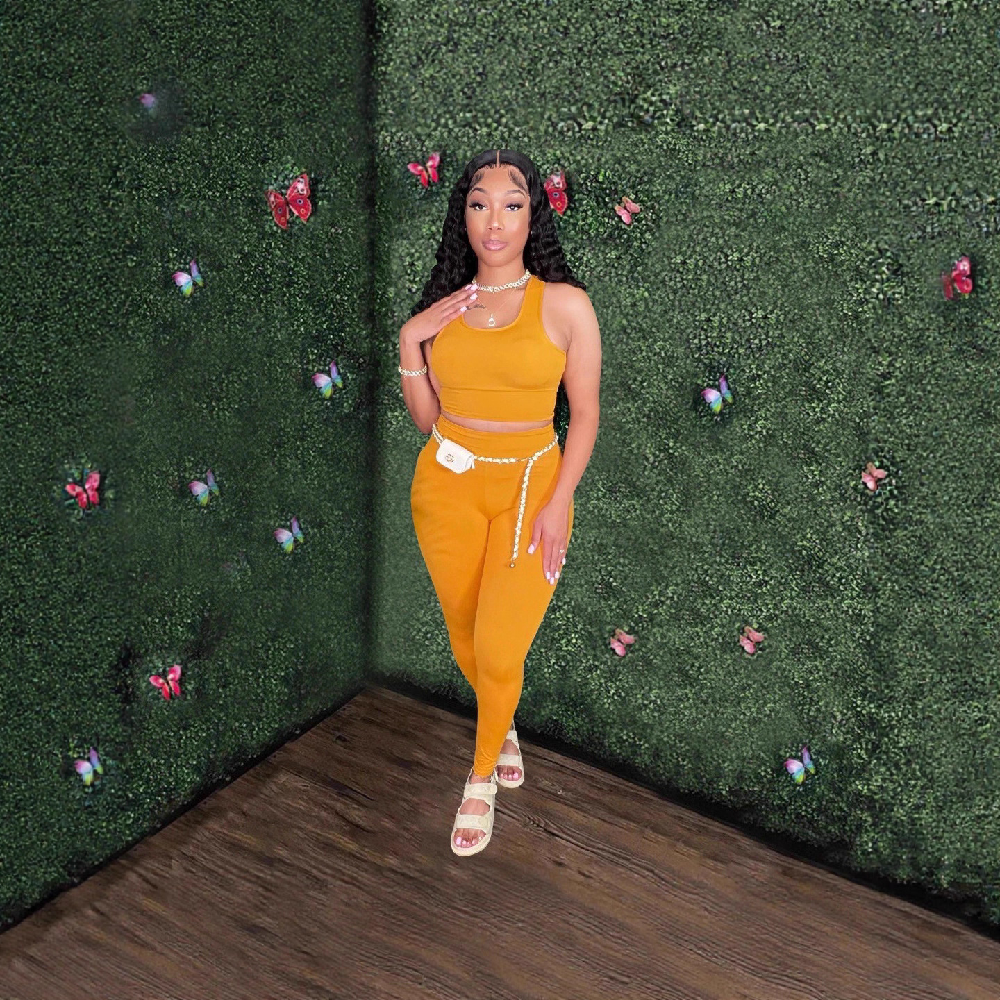 Women's Sexy Vest Outdoor Sports Tight Fitting Yoga Pants Two-Piece Set