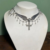 Halloween necklace jewelry dark cross angel metal gothic chain