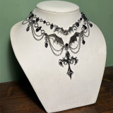 Halloween necklace jewelry dark cross angel metal gothic chain