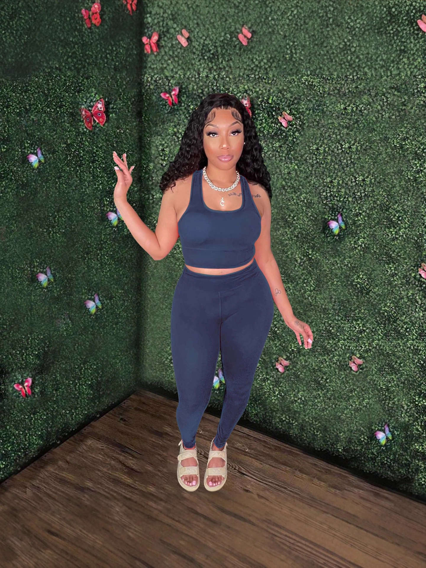 Women's Sexy Vest Outdoor Sports Tight Fitting Yoga Pants Two-Piece Set