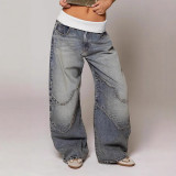 Women's Autumn Winter Fashion Denim Distressed Ripped Loose Pants