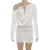 Women autumn/winter sexy backless lace-up off-shoulder bodycon dress