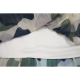 Women's African Plus Size Camouflage Loose Pleated Dress