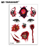 Halloween funny tattoo stickers scary mouth scar waterproof tattoo stickers