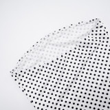 Women's Sexy Color Block Polka Dot Long Sleeve Cape Shorts Vest Three-Piece Set