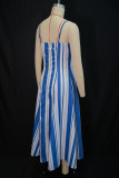 Women's Autumn Fashion Elegant Strap Striped Flared Dress
