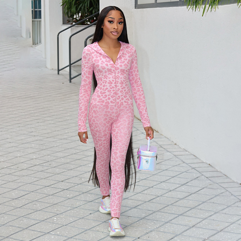 Women's Autumn Fashion Hooded Camouflage Print Long Sleeve Sports Slim Fit Casual Pants Set