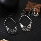 Halloween dark bone ghost hand necklace and earrings set of two