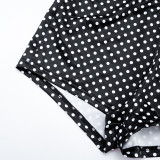 Women's Sexy Color Block Polka Dot Long Sleeve Cape Shorts Vest Three-Piece Set