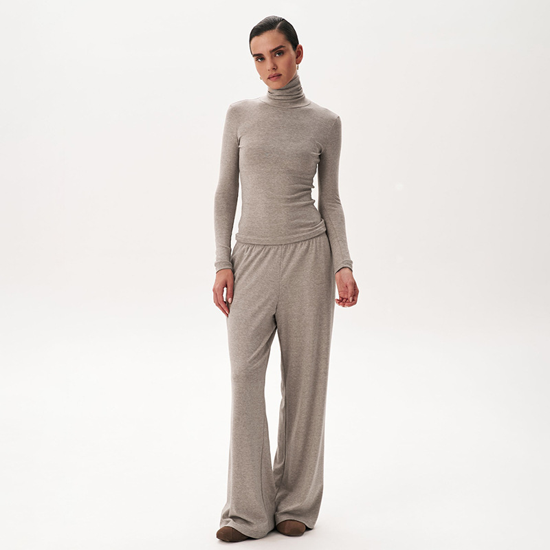 Women Fall/Winter Casual Turtleneck Long-Sleeved Top and Pants Two-Piece Set