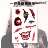 Halloween funny tattoo stickers scary mouth scar waterproof tattoo stickers