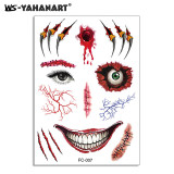 Halloween funny tattoo stickers scary mouth scar waterproof tattoo stickers
