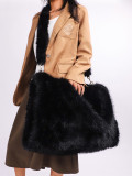Women's Strap Imitation Fox Fur Large Capacity Tote Bag