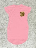 Women Leopard Print Dress with Pockets