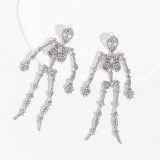 Halloween diamond-encrusted skull alloy earrings pumpkin head witch earrings bat earrings