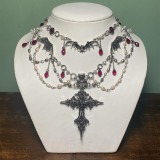 Halloween necklace jewelry dark cross angel metal gothic chain