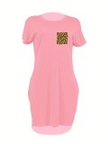 Women Leopard Print Dress with Pockets