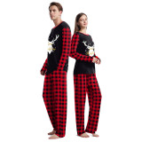 Women Christmas Homewear Round Neck Long-Sleeved Top and Pant Pajama Two-Piece Set