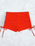 Women Solid Square Leg Pleated Drawstring Boxer Briefs