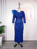 Plus-size African Women sexy tassel sequin dress